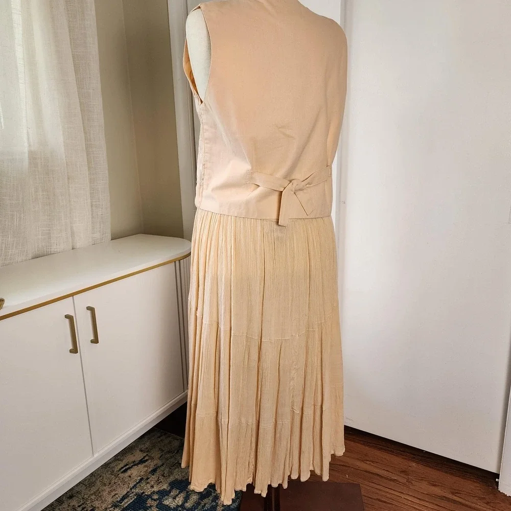 Asaro Petite Collection Vintage Pink Peach Embroidered Rayon Cotton Vest‎ PL